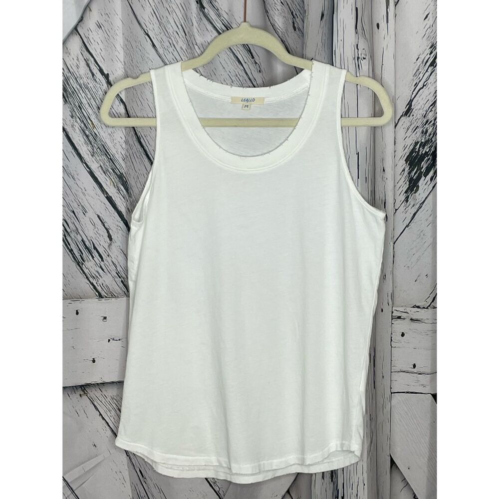 Leallo Distressed Tank Top White M